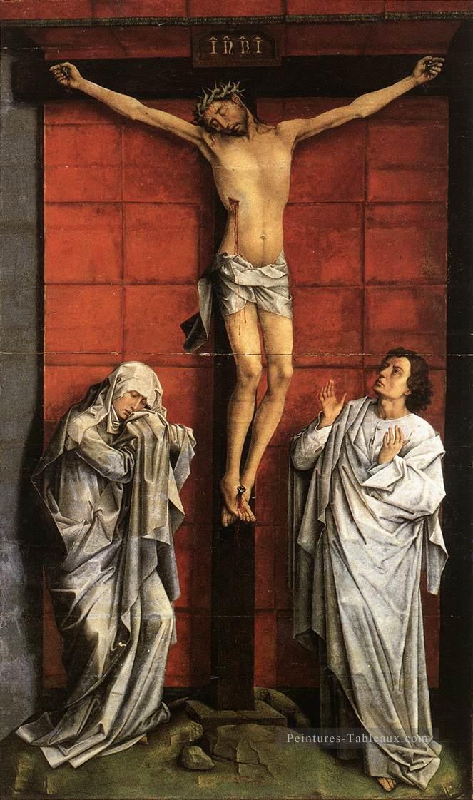 Christus sur la croix avec Marie et saint Jean Rogier van der Weyden Peintures à l'huile